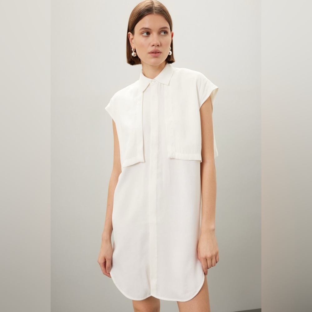 KINGSLEY‎ White Sleeveless Shirt Dress